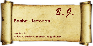 Baahr Jeromos névjegykártya